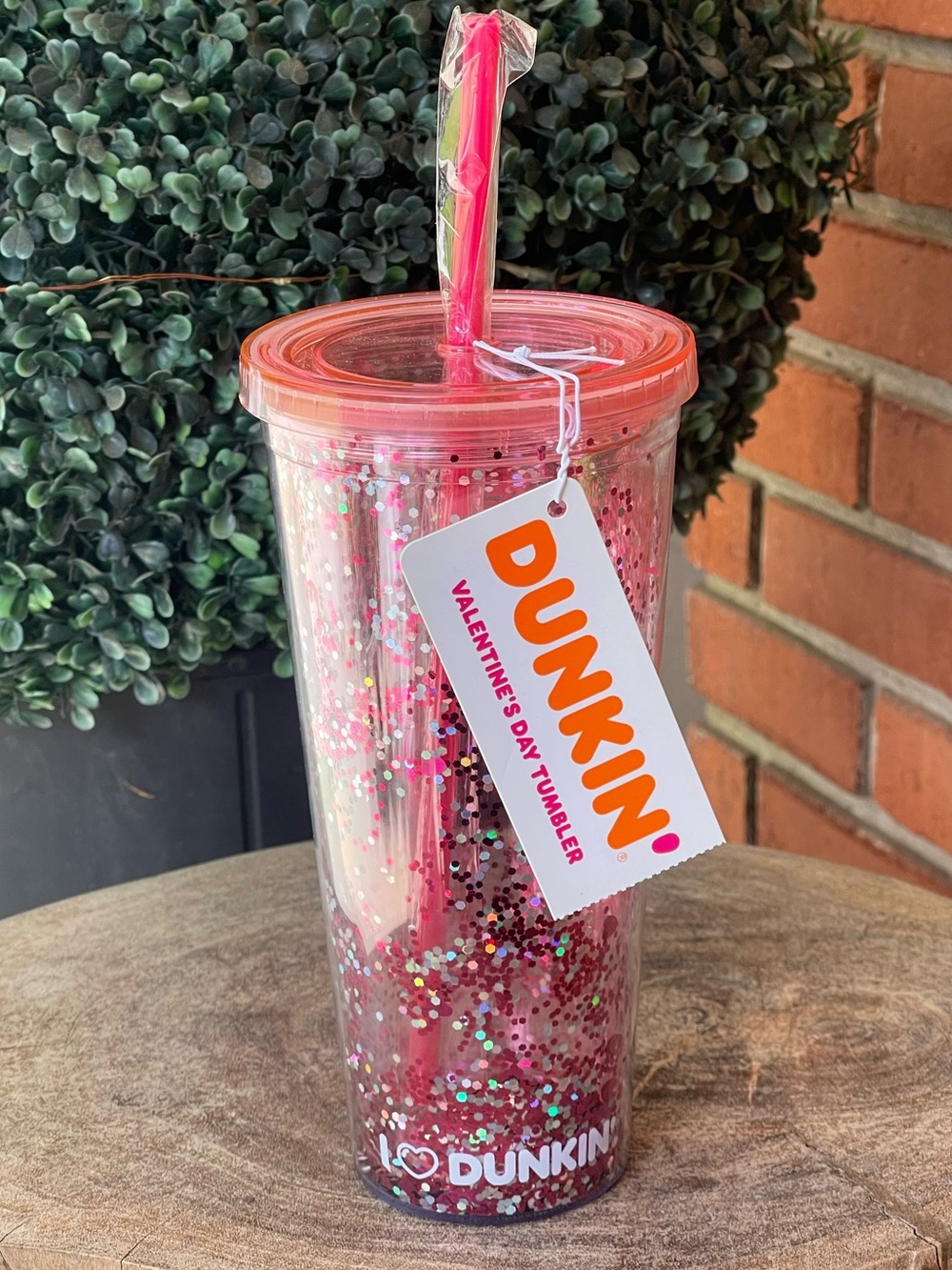 New DUNKIN VALENTINE'S DAY Pink Sprinkles Acrylic Tumbler (24oz.)
